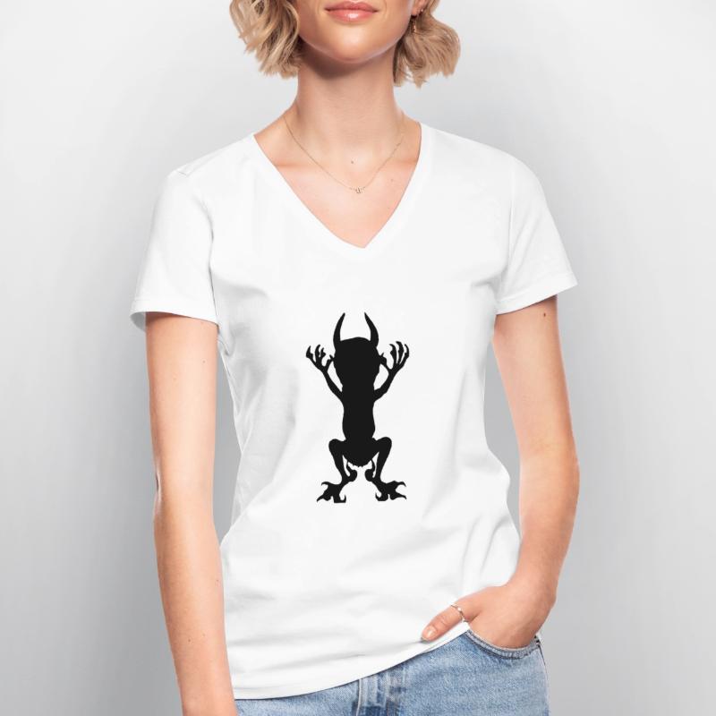 Black Devil Vector Icon Evil Imp Evil Women's V-neck T-shirt