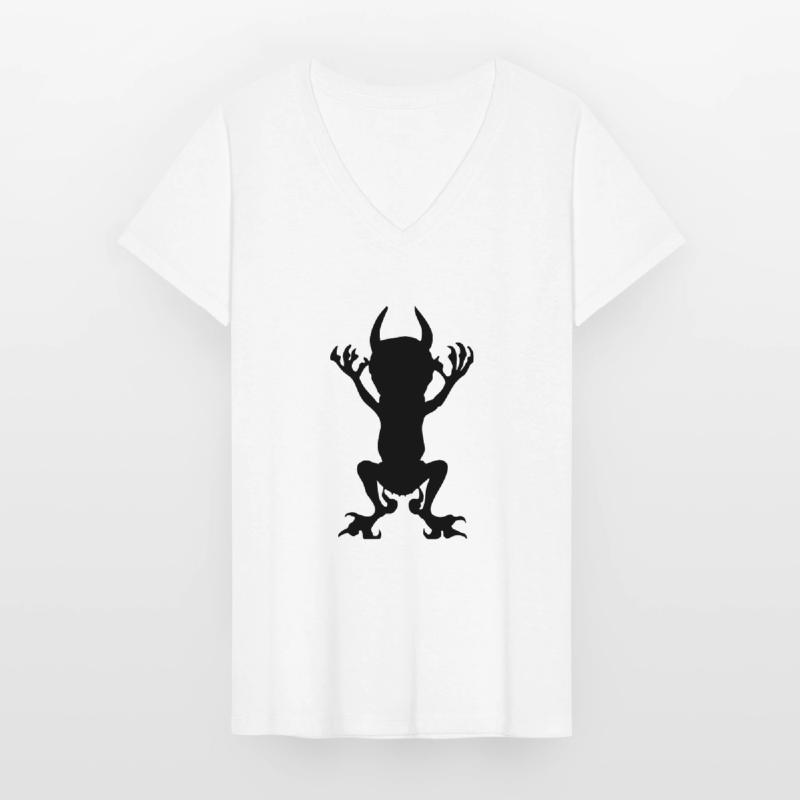 Black Devil Vector Icon Evil Imp Evil Women's V-neck T-shirt