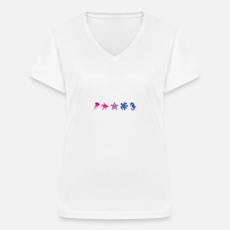 Subtle Pride Sea Creatures Beach Summer - Women's V-neck T-shirt - white
