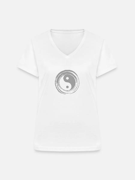 Yin Yang - Frauen-T-Shirt mit V-Ausschnitt - Weiß