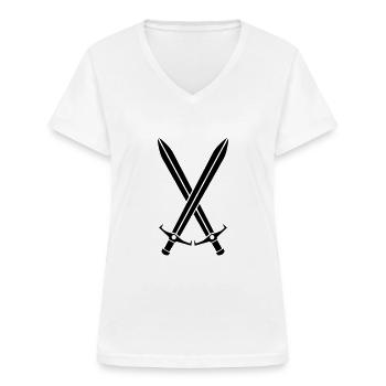 sword - Women's V-neck T-shirt - white - Front - Lela (165cm)