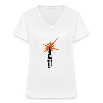 Zündkerze / spark plug (b, 2c) - Frauen-T-Shirt mit V-Ausschnitt - Weiß - Vorne - Lela (165cm)