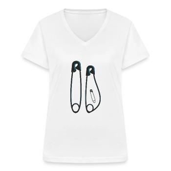 Annonce de grossesse - T-shirt col V Femme - blanc - Devant - Lela (165cm)