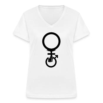 Domina Herrin Symbol - Frauen-T-Shirt mit V-Ausschnitt - Weiß - Vorne - Lela (165cm)