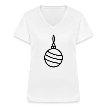 Weihnachtskugel - Frauen-T-Shirt mit V-Ausschnitt - Weiß - Vorne - Lela (165cm)