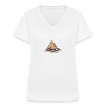 sweet poo on a Phone - Frauen-T-Shirt mit V-Ausschnitt - Weiß - Vorne - Lela (165cm)