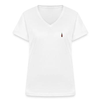 Weinflasche bestickt - Frauen-T-Shirt mit V-Ausschnitt - Weiß - Vorne - Lela (165cm)