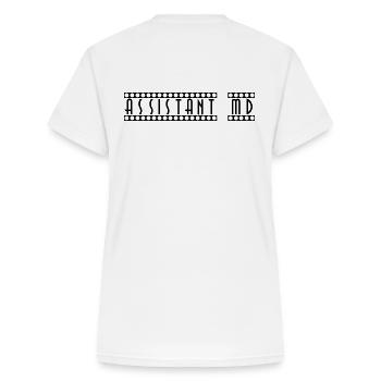 Assistant_MD - T-shirt col V Femme - blanc - Dos - Zoe (177cm)