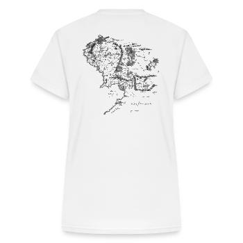 Der Herr Der Ringe Rückenprint Mittelerde-Karte - Frauen-T-Shirt mit V-Ausschnitt - Weiß - Hinten - Zoe (177cm)