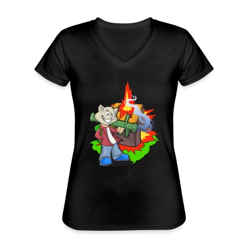 PSIA BUDA - Klasyczna koszulka damska z dekoltem w serek