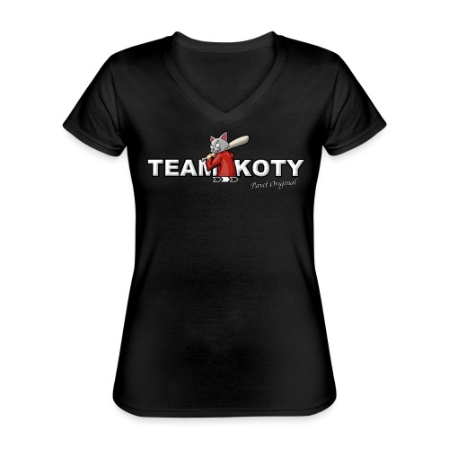 TEAM KOTY - Klasyczna koszulka damska z dekoltem w serek