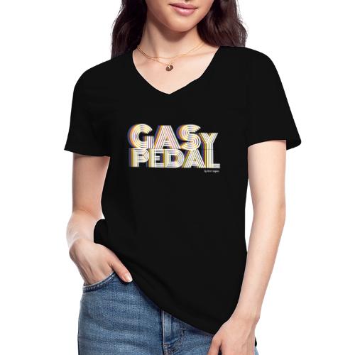GAS Y PEDAL - Camiseta clásica con cuello de pico para mujer