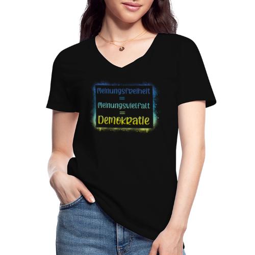 Freiheit = Vielfalt = Demokratie - Klassisches Frauen-T-Shirt mit V-Ausschnitt