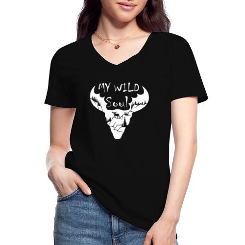 Wild Soul | Wildnis | Elch in Natur | Wilde Seele - Klassisches Frauen-T-Shirt mit V-Ausschnitt