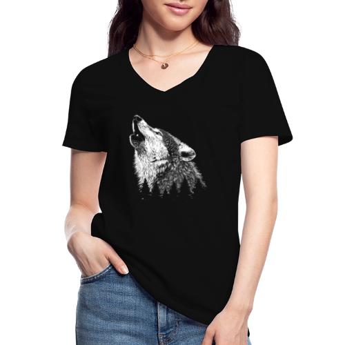 Wilder Wolf | Wildsnis und Natur | Tier Bild - Klassisches Frauen-T-Shirt mit V-Ausschnitt