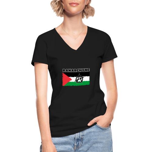 Panarchyne Palestine flag Anarchy - Klassisches Frauen-T-Shirt mit V-Ausschnitt