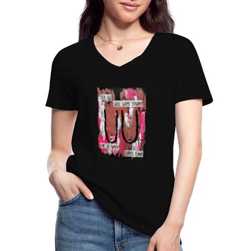 BOOBS print - Klassisk T-skjorte med V-hals for kvinner
