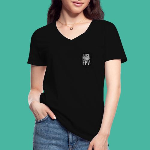 JuicePropFPV LOGO Pile TEXT Black DOUBLE - Klassisches Frauen-T-Shirt mit V-Ausschnitt