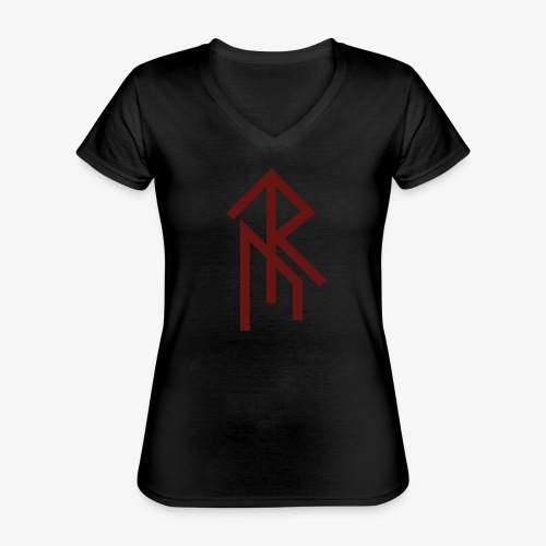 Rune Schild (Rot 1) - Klassisches Frauen-T-Shirt mit V-Ausschnitt