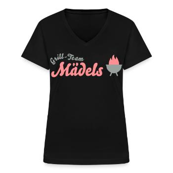 grill-team frauen - Frauen-T-Shirt mit V-Ausschnitt - Schwarz - Vorne - Lela (165cm)