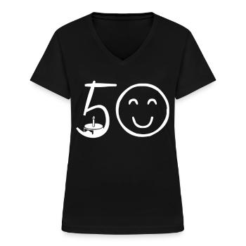 50. Geburtstag - Frauen-T-Shirt mit V-Ausschnitt - Schwarz - Vorne - Lela (165cm)