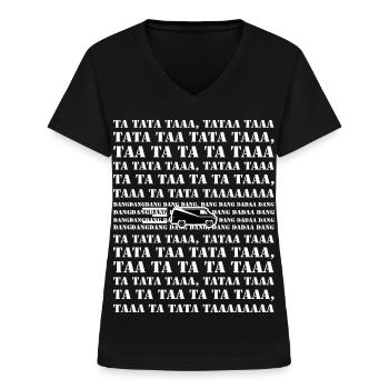 Berühmte TV-Serie der 80er Jahre - Team A mit Van - Frauen-T-Shirt mit V-Ausschnitt - Schwarz - Vorne - Lela (165cm)