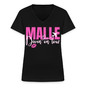 Mallorca Sprüche Malle Diven On Tour Urlaub Party - Frauen-T-Shirt mit V-Ausschnitt - Schwarz - Vorne - Lela (165cm)