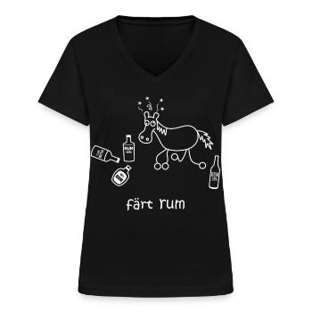 färt rum, herumfahren, Alkohol Pferd, Rum, fahren - Frauen-T-Shirt mit V-Ausschnitt - Schwarz - Vorne - Lela (165cm)