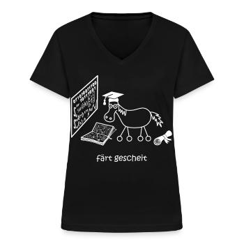 finté, cheval intelligent, QI, intelligent - T-shirt col V Femme - noir - Devant - Lela (165cm)