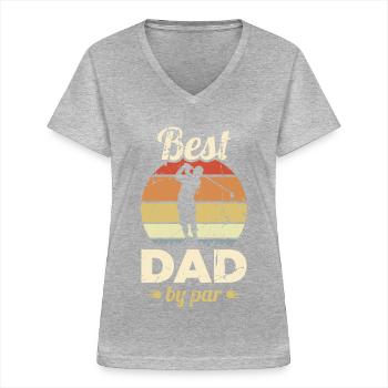 Père du golf - T-shirt col V Femme - gris chiné - Devant - Lela (165cm)