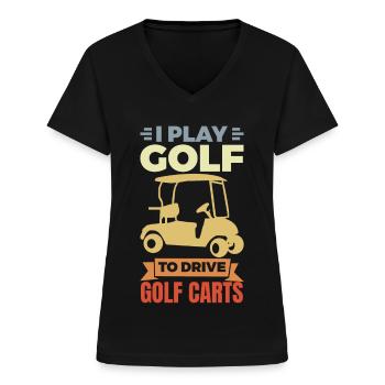 Ich liebe Golf Carts - Frauen-T-Shirt mit V-Ausschnitt - Schwarz - Vorne - Lela (165cm)