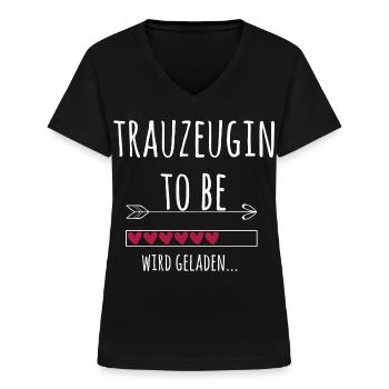 Trauzeugin Junggesellenabschied Hochzeit Geschenk - Frauen-T-Shirt mit V-Ausschnitt - Schwarz - Vorne - Lela (165cm)