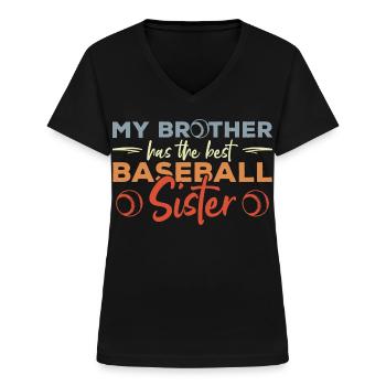 Baseballspieler Schwester - Frauen-T-Shirt mit V-Ausschnitt - Schwarz - Vorne - Lela (165cm)
