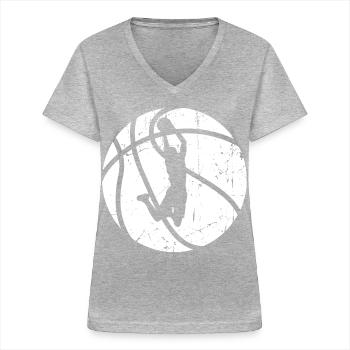 Basketballspieler - Frauen-T-Shirt mit V-Ausschnitt - Grau meliert - Vorne - Lela (165cm)
