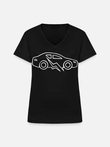 E-Auto Elektroauto - Frauen-T-Shirt mit V-Ausschnitt - Schwarz