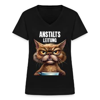 Anstaltsleitung - Frauen-T-Shirt mit V-Ausschnitt - Schwarz - Vorne - Lela (165cm)