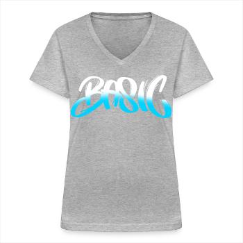 BASIC Graffiti Gradient - Frauen-T-Shirt mit V-Ausschnitt - Grau meliert - Vorne - Lela (165cm)