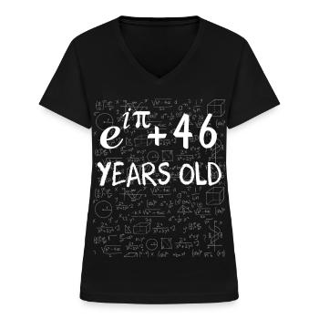 45e anniversaire 45 ans Euler Identité cadeau math - T-shirt col V Femme - noir - Devant - Lela (165cm)