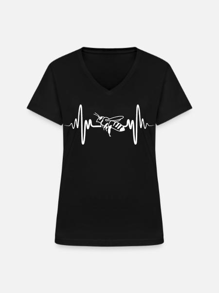 Honigbiene - Frauen-T-Shirt mit V-Ausschnitt - Schwarz