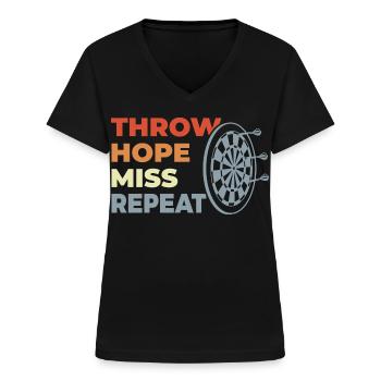 Throw Hope Miss Repeat - Frauen-T-Shirt mit V-Ausschnitt - Schwarz - Vorne - Lela (165cm)