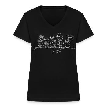 moin eulen lustig tiere wortspiel morgen hamburg - Frauen-T-Shirt mit V-Ausschnitt - Schwarz - Vorne - Lela (165cm)