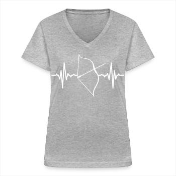 Composite Bow Heartbeat - Women's V-neck T-shirt - sports grey - Front - Lela (165cm)
