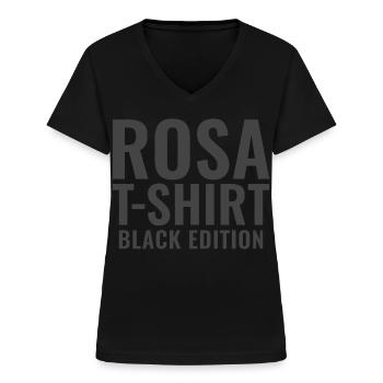 Rosa T-Shirt Black Edition - Frauen-T-Shirt mit V-Ausschnitt - Schwarz - Vorne - Lela (165cm)
