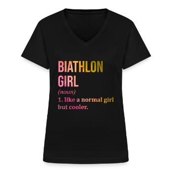 Biathlon Biathlon Biathlon - Frauen-T-Shirt mit V-Ausschnitt - Schwarz - Vorne - Lela (165cm)