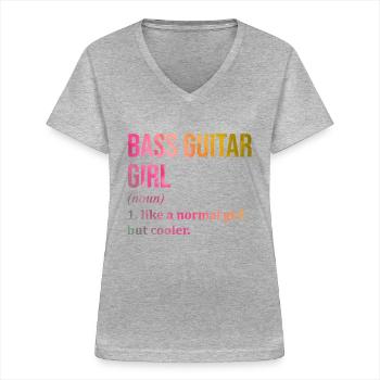 basse - T-shirt col V Femme - gris chiné - Devant - Lela (165cm)