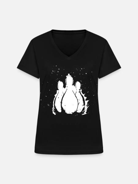 Bowling - Frauen-T-Shirt mit V-Ausschnitt - Schwarz