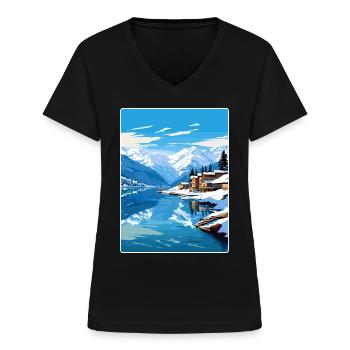 Zell am See Salzburg Reiseposter Souvenir WPA - Frauen-T-Shirt mit V-Ausschnitt - Schwarz - Vorne - Lela (165cm)