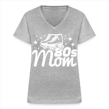 80er Mama - Frauen-T-Shirt mit V-Ausschnitt - Grau meliert - Vorne - Lela (165cm)