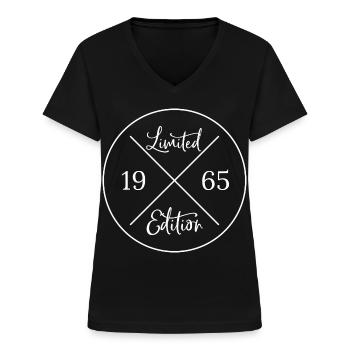 Limited edition 1965 - Frauen-T-Shirt mit V-Ausschnitt - Schwarz - Vorne - Lela (165cm)
