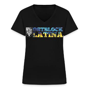 Ostblock Latina Ukrainerin Ukraine Geschenk - Frauen-T-Shirt mit V-Ausschnitt - Schwarz - Vorne - Lela (165cm)